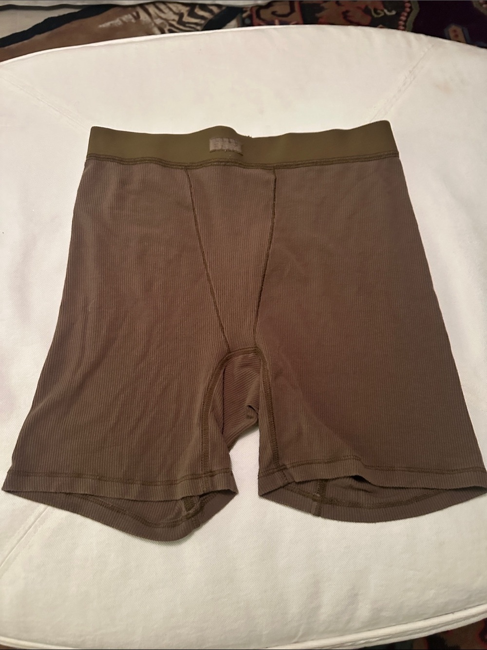 SKIMS Olive Brown Ribbed Boxer Briefs
